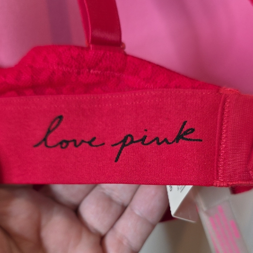 NWT Pink by Victoria's Secret Wear Everywhere Push-Up Bra in Red, Size 36DD - Picture 4 of 12
